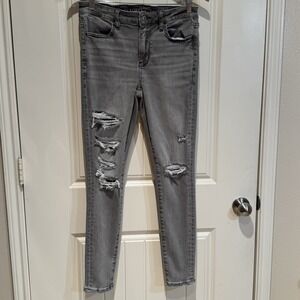 American Eagle Womens 6 Super High Rise Jeggings Distressed Next Level Stretch
